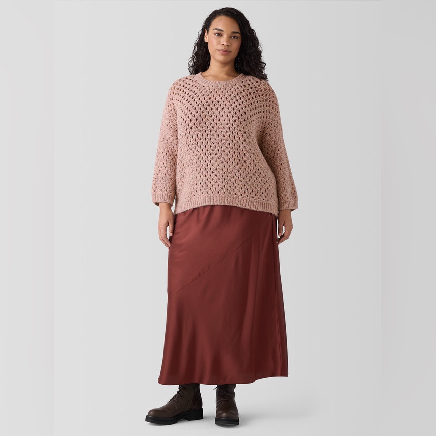 Eileen Fisher Peruvian Alpaca Crew Neck Sweater Top Sz Xl 100% Alpaca Hair Nwt